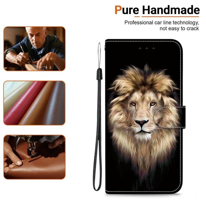 Samsung Galaxy A37 Phone Case - Leather Book Cover Image Series - Lion