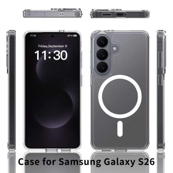 Samsung Galaxy S26 Case (PC / TPU Case) - Polycarbonate Back + TPU Edges - MagPureProtect Series - Transparent