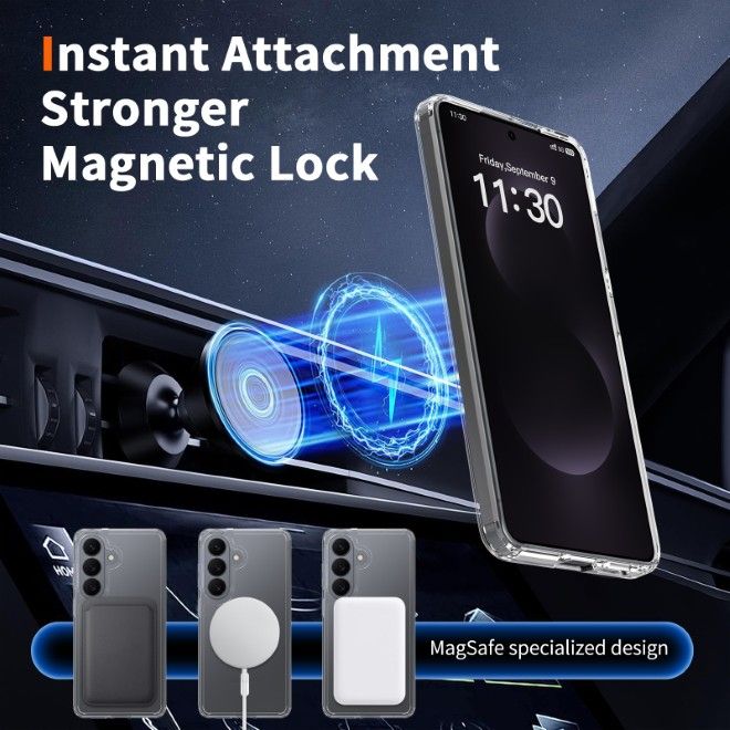 Samsung Galaxy S26 Case (PC / TPU Case) - Polycarbonate Back + TPU Edges - MagPureProtect Series - Transparent