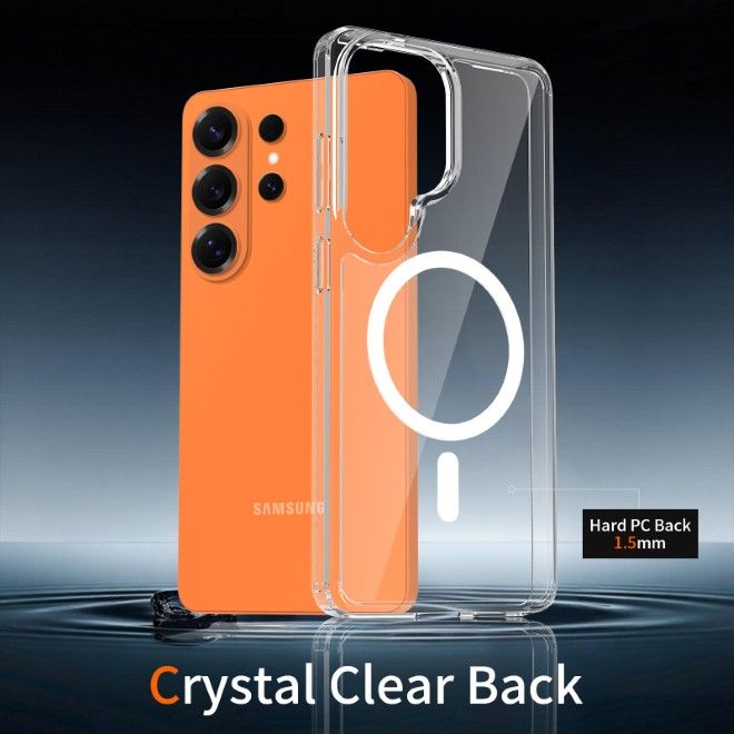 Coque Samsung Galaxy S26 Ultra (PC / TPU) - Dos en polycarbonate + Bords en TPU - Série MagPureProtect - transparent