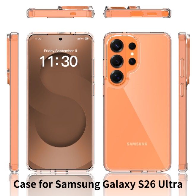 Coque Samsung Galaxy S26 Ultra (PC / TPU) - Dos en polycarbonate + Bords en TPU - Série PureProtect - Transparent