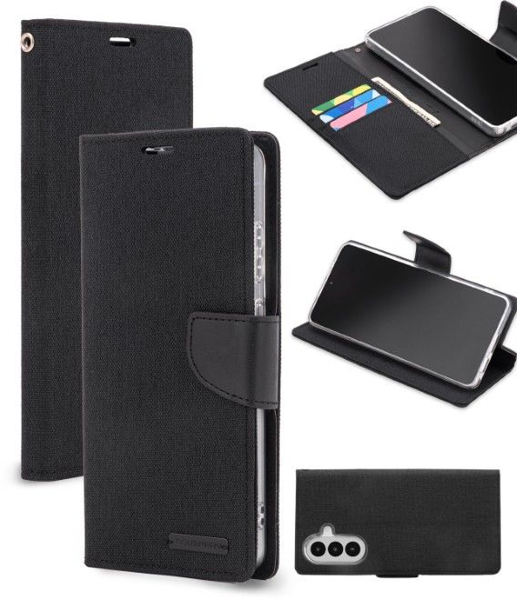 Goospery - Samsung Galaxy A37 Hülle - Bookcover - Canvas Diary Series - schwarz