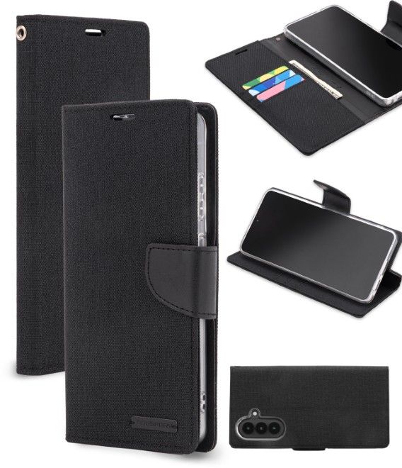 Goospery - Samsung Galaxy A57 Hülle - Bookcover - Canvas Diary Series - schwarz