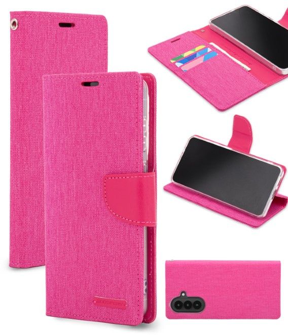 Goospery - Samsung Galaxy A57 Hülle - Bookcover - Canvas Diary Series - pink