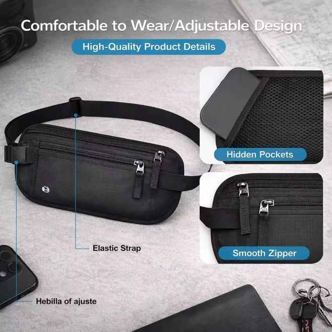 Bon Voyage – Bauchtasche RFID wasserabweisend Oxford Nylon - Secure Travel Series - schwarz