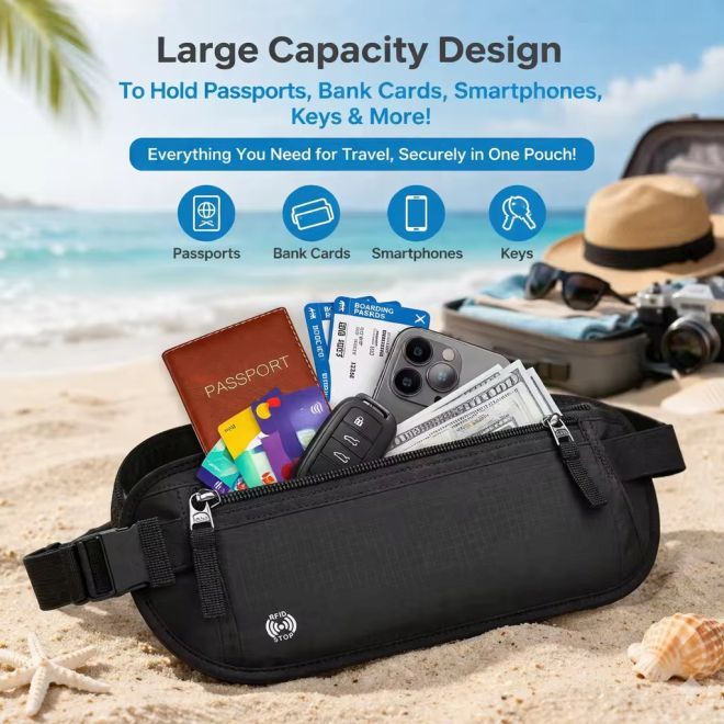 Bon Voyage – Bauchtasche RFID wasserabweisend Oxford Nylon - Secure Travel Series - schwarz