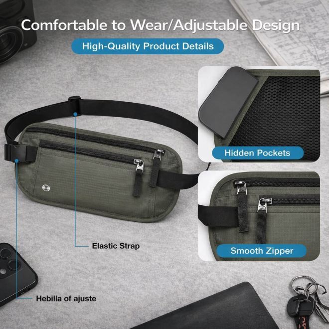 Bon Voyage – Bauchtasche RFID wasserabweisend Oxford Nylon - Secure Travel Series - olivgrün