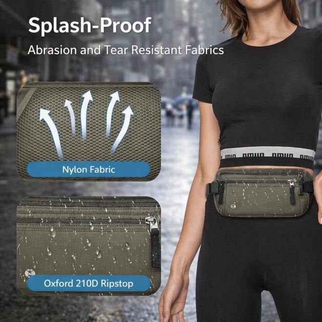 Bon Voyage – Bauchtasche RFID wasserabweisend Oxford Nylon - Secure Travel Series - olivgrün