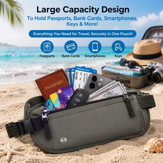 Bon Voyage – Bauchtasche RFID wasserabweisend Oxford Nylon - Secure Travel Series - olivgrün