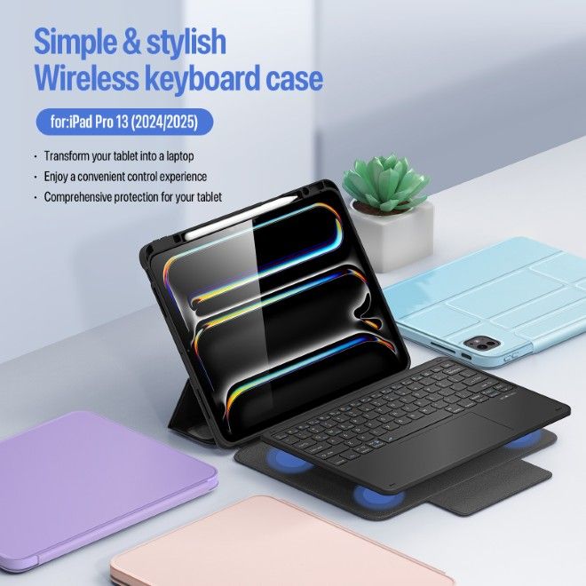 Dux Ducis - iPad Pro 13 (2025/2024) Tastatur Hülle - Keyboard Case - YK Series - purpur