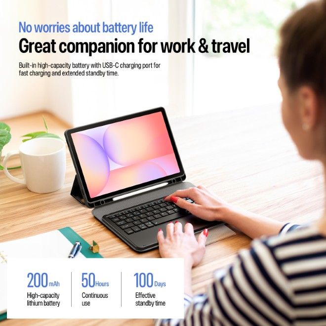 Dux Ducis - Samsung Galaxy Tab S10 Lite / S10 FE / S9 FE / S9 Tastatur Hülle - Keyboard Case - YK Series - schwarz
