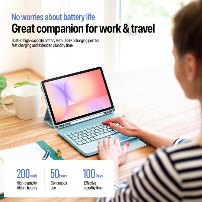 Dux Ducis - Samsung Galaxy Tab S10 Lite / S10 FE / S9 FE / S9 Tastatur Hülle - Keyboard Case - YK Series - blau