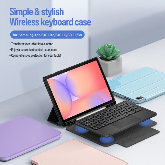 Dux Ducis - Samsung Galaxy Tab S10 Lite / S10 FE / S9 FE / S9 Tastatur Hülle - Keyboard Case - YK Series - purpur