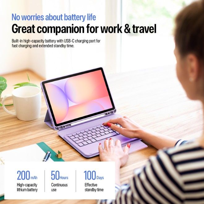Dux Ducis - Samsung Galaxy Tab S10 Lite / S10 FE / S9 FE / S9 Tastatur Hülle - Keyboard Case - YK Series - purpur