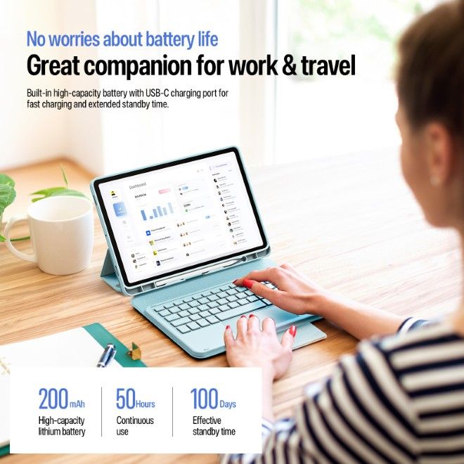 Dux Ducis - Samsung Galaxy Tab S11 Tastatur Hülle - Keyboard Case - YK Series - blau