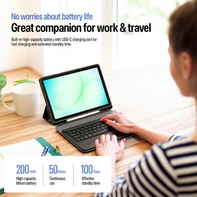 Dux Ducis - Samsung Galaxy Tab A11+ / A9+ Tastatur Hülle - Keyboard Case - YK Series - schwarz