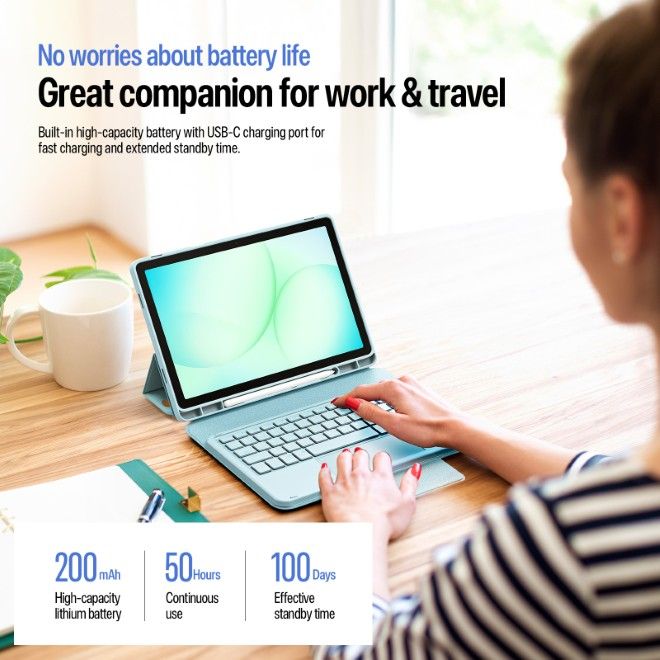 Dux Ducis - Samsung Galaxy Tab A11+ / A9+ Tastatur Hülle - Keyboard Case - YK Series - blau