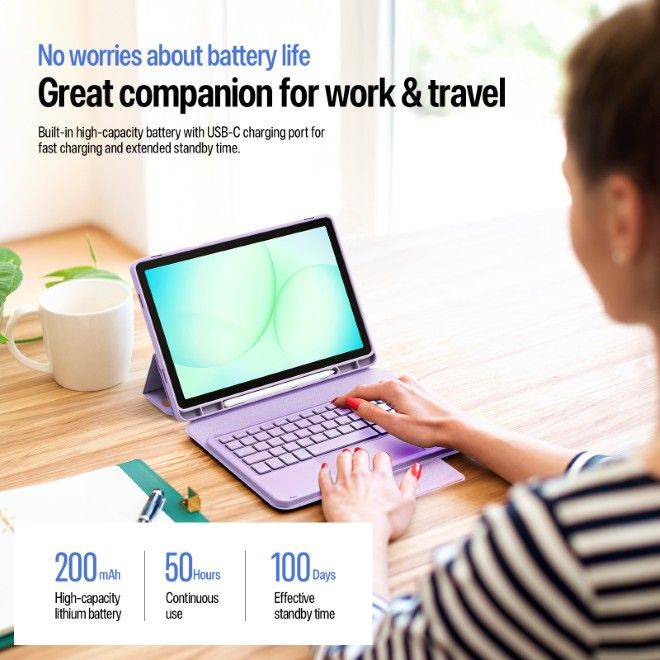 Dux Ducis - Samsung Galaxy Tab A11+ / A9+ Tastatur Hülle - Keyboard Case - YK Series - purpur