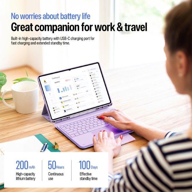 Dux Ducis - Samsung Galaxy Tab S11 Ultra Tastatur Hülle - Keyboard Case - YK Series - purpur