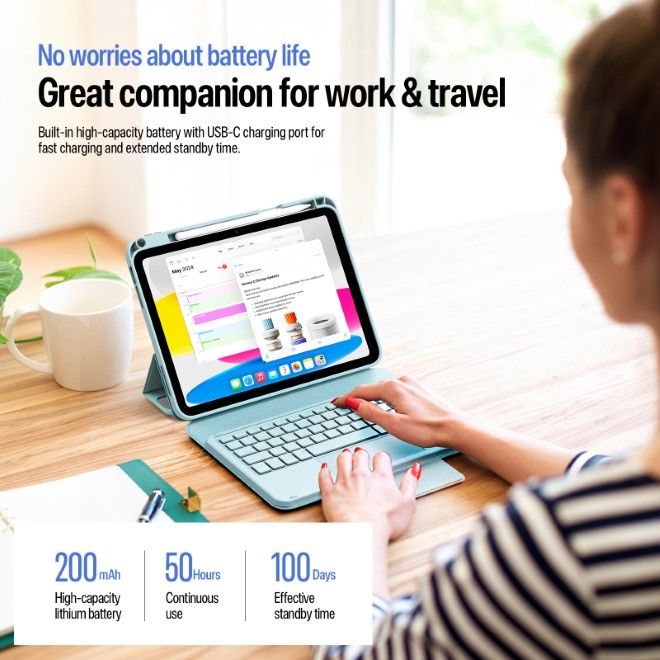 Dux Ducis - iPad 2025 (11. Gen) / iPad 2022 (10. Gen) Tastatur Hülle - Keyboard Case - YK Series - blau