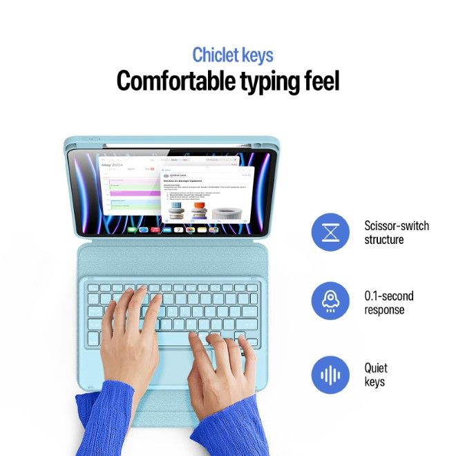 Dux Ducis - iPad Air 11 (2026/2025/2024/2022/2020) / iPad Pro 11 (2022/2021/2020) Tastatur Hülle - Keyboard Case - YK Series - blau