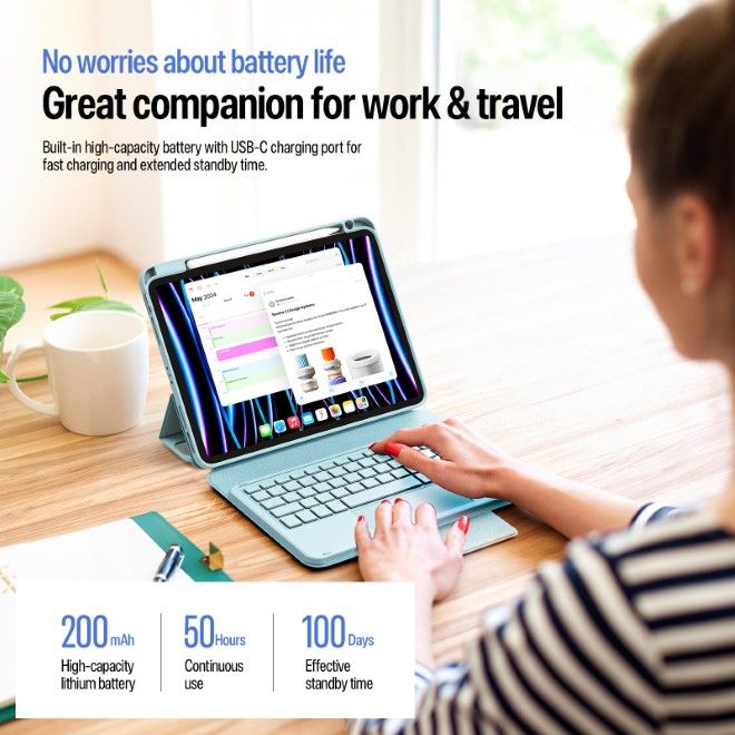 Dux Ducis - iPad Air 11 (2026/2025/2024/2022/2020) / iPad Pro 11 (2022/2021/2020) Tastatur Hülle - Keyboard Case - YK Series - blau