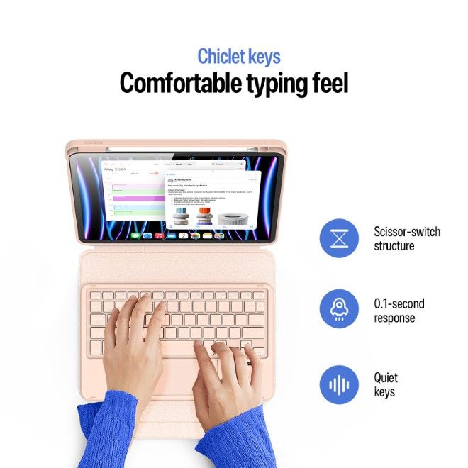 Dux Ducis - iPad Air 11 (2026/2025/2024/2022/2020) / iPad Pro 11 (2022/2021/2020) Tastatur Hülle - Keyboard Case - YK Series - pink