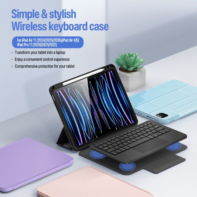 Dux Ducis - iPad Air 11 (2026/2025/2024/2022/2020) / iPad Pro 11 (2022/2021/2020) Tastatur Hülle - Keyboard Case - YK Series - purpur