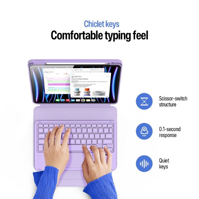 Dux Ducis - iPad Air 11 (2026/2025/2024/2022/2020) / iPad Pro 11 (2022/2021/2020) Tastatur Hülle - Keyboard Case - YK Series - purpur