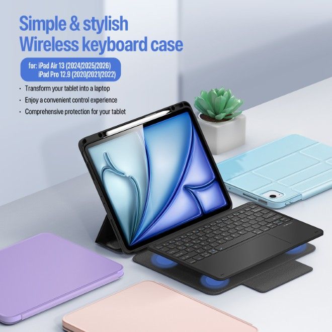 Dux Ducis - iPad Air 13 (2026/2025/2024) / iPad Pro 12.9 (2022/2021/2020) Tastatur Hülle - Keyboard Case - YK Series - pink