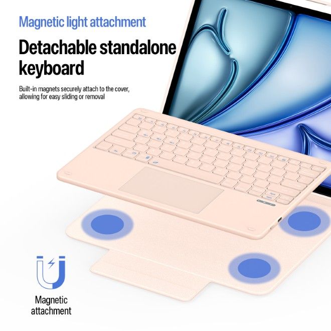 Dux Ducis - iPad Air 13 (2026/2025/2024) / iPad Pro 12.9 (2022/2021/2020) Tastatur Hülle - Keyboard Case - YK Series - pink