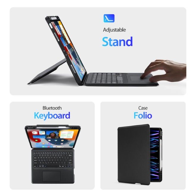 Dux Ducis - iPad Air 13 (2026/2025/2024) / iPad Pro 12.9 (2022/2021/2020/2018) Tastatur Hülle - Keyboard Case mit Backlight - DK Series - schwarz