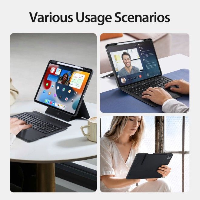 Dux Ducis - iPad Air 13 (2026/2025/2024) / iPad Pro 12.9 (2022/2021/2020/2018) Tastatur Hülle - Keyboard Case mit Backlight - DK Series - schwarz