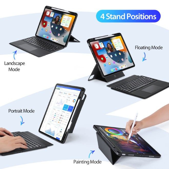 Dux Ducis - iPad Air 13 (2026/2025/2024) / iPad Pro 12.9 (2022/2021/2020/2018) Tastatur Hülle - Keyboard Case mit Backlight - DK Series - schwarz