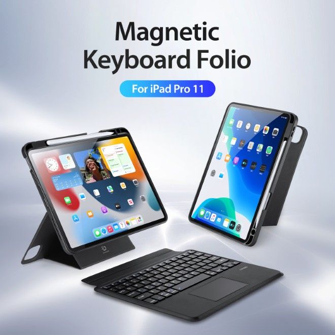 Dux Ducis - iPad Air 11 (2026/2025/2024/2022/2020) / iPad Pro 11 (2022/2021/2020/2018) Tastatur Hülle - Keyboard Case mit Backlight - DK Series - schwarz