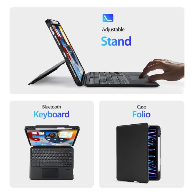 Dux Ducis - iPad Air 11 (2026/2025/2024/2022/2020) / iPad Pro 11 (2022/2021/2020/2018) Tastatur Hülle - Keyboard Case mit Backlight - DK Series - schwarz
