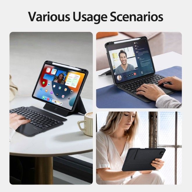 Dux Ducis - iPad Air 11 (2026/2025/2024/2022/2020) / iPad Pro 11 (2022/2021/2020/2018) Tastatur Hülle - Keyboard Case mit Backlight - DK Series - schwarz