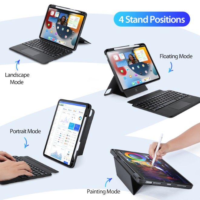 Dux Ducis - iPad Air 11 (2026/2025/2024/2022/2020) / iPad Pro 11 (2022/2021/2020/2018) Tastatur Hülle - Keyboard Case mit Backlight - DK Series - schwarz