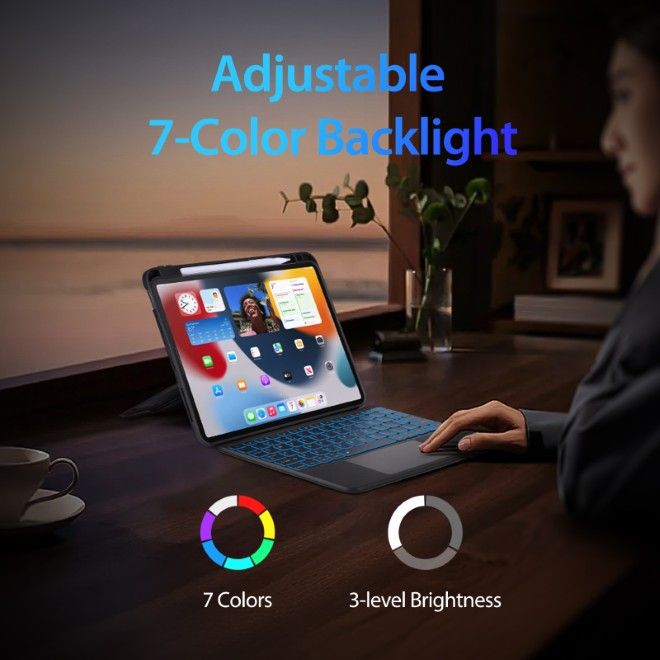 Dux Ducis - iPad Air 11 (2026/2025/2024/2022/2020) / iPad Pro 11 (2022/2021/2020/2018) Tastatur Hülle - Keyboard Case mit Backlight - DK Series - schwarz