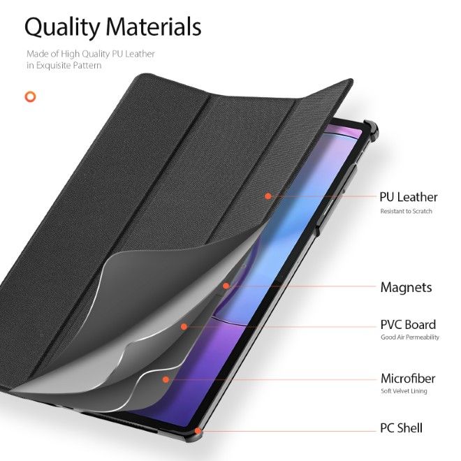 Dux Ducis - Lenovo Idea Tab Pro Gen 2 Hülle - Leder Smart Flip Case - Domo Series - schwarz