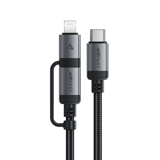 ACEFAST – 2-in-1 USB-C auf USB-C & Lightning Kabel 1.20 m Acewire Pro 60W/30W Nylon - schwarz