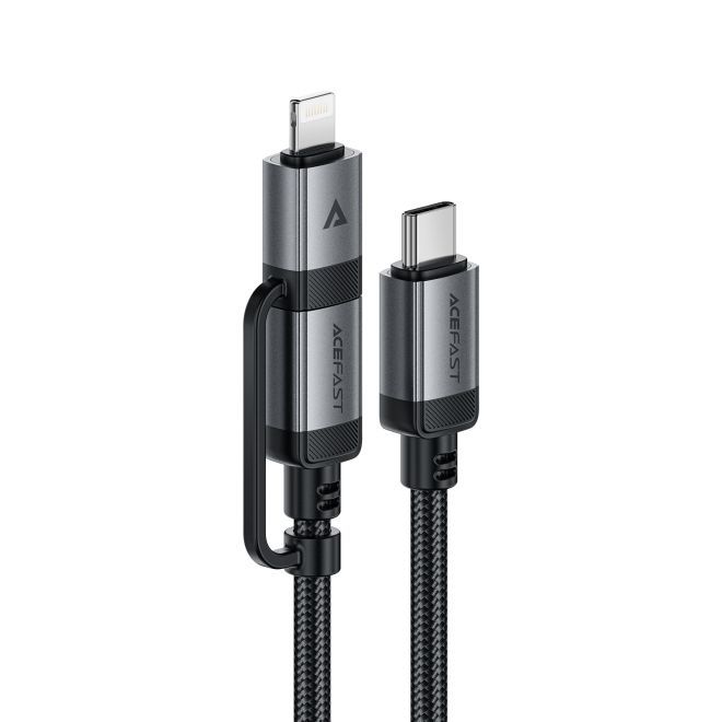 ACEFAST – 2-in-1 USB-C auf USB-C & Lightning Kabel 1.20 m Acewire Pro 60W/30W Nylon - schwarz