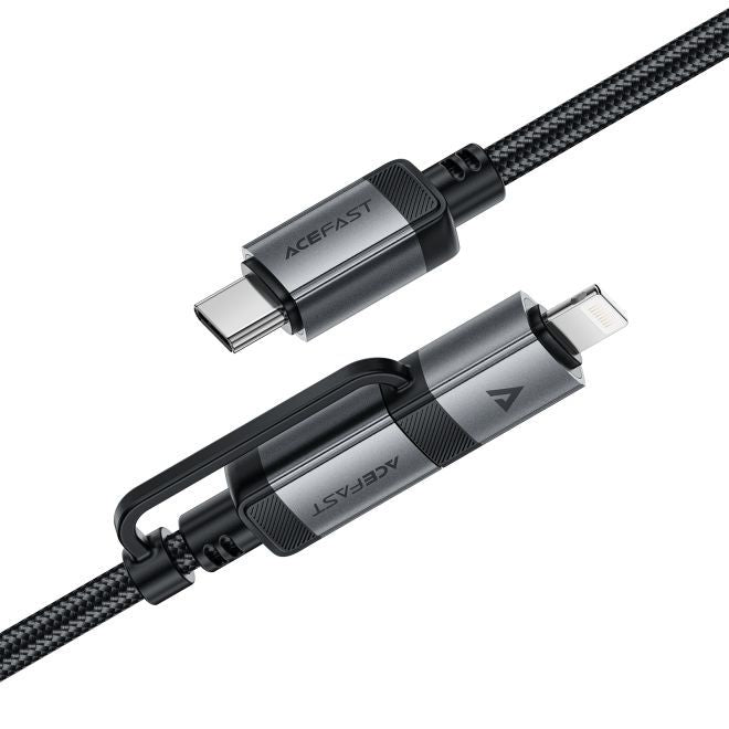 ACEFAST – 2-in-1 USB-C auf USB-C & Lightning Kabel 1.20 m Acewire Pro 60W/30W Nylon - schwarz