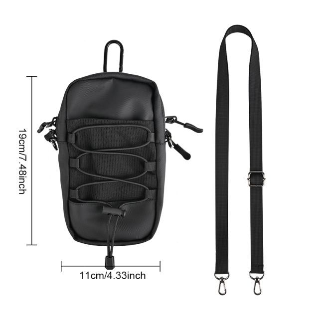 MU Classic – Outdoor Schultertasche für Handy mit Rucksackbefestigung und Karabiner - schwarz