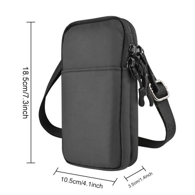 MU Classic – Outdoor Schultertasche für Handy mit Gürtelschlaufe und Karabiner - schwarz