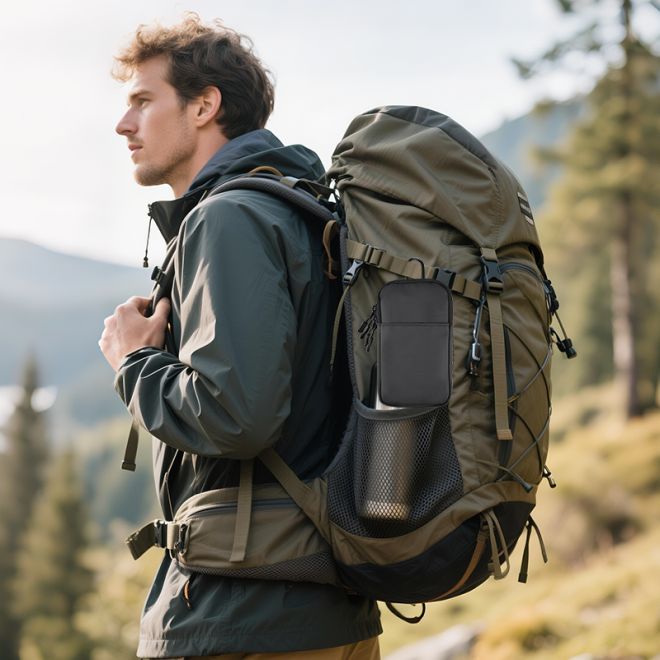MU Classic – Outdoor Schultertasche für Handy mit Gürtelschlaufe und Karabiner - schwarz
