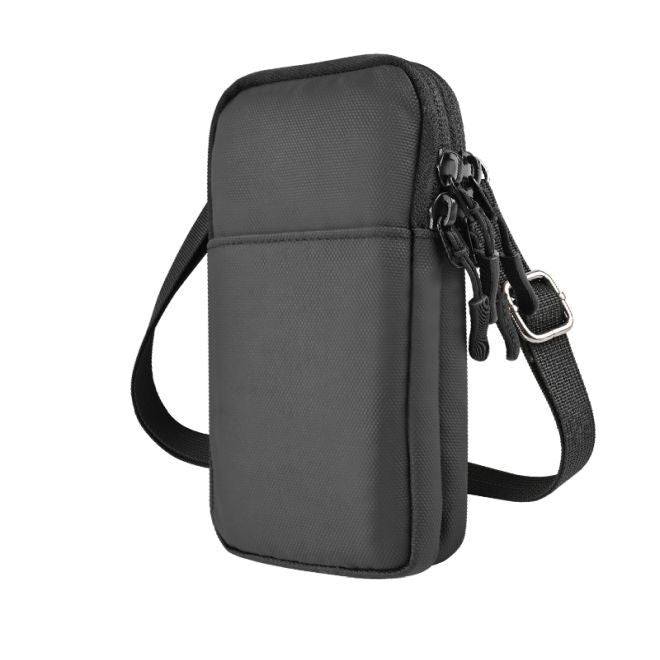 MU Classic – Outdoor Schultertasche für Handy mit Gürtelschlaufe und Karabiner - schwarz