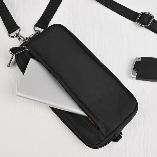 MU Classic – Umhängetasche für Smartphone & Reiseutensilien mit Reissverschluss - schwarz