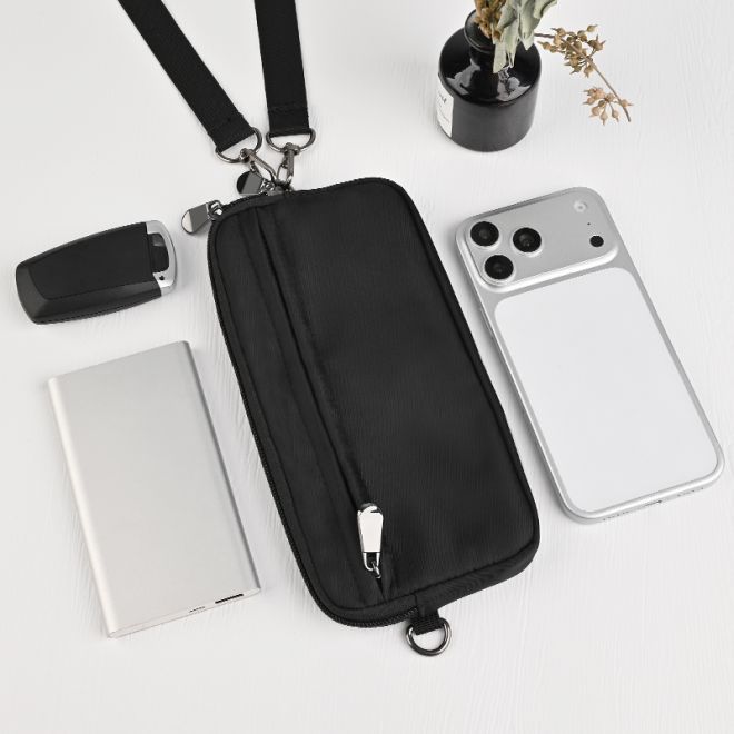 MU Classic – Umhängetasche für Smartphone & Reiseutensilien mit Reissverschluss - schwarz