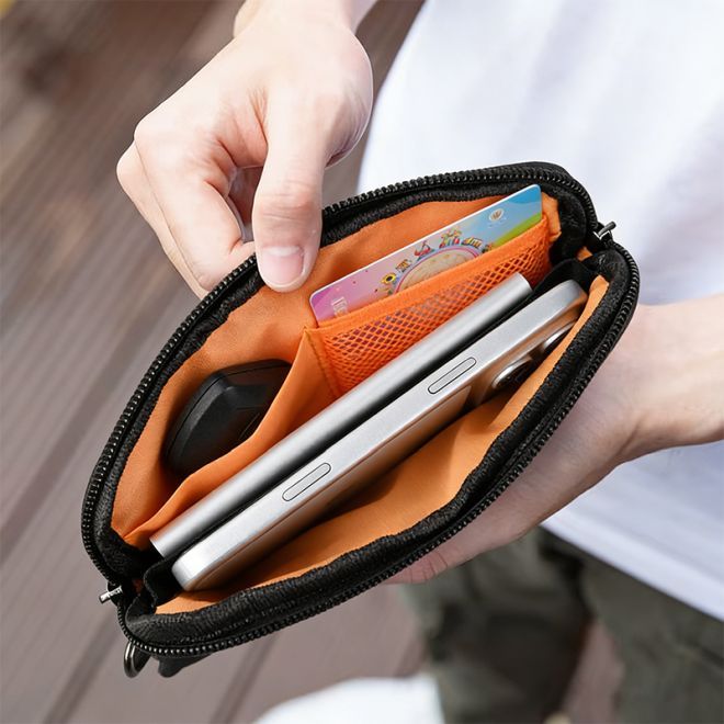 MU Classic – Umhängetasche für Smartphone & Reiseutensilien mit Reissverschluss - schwarz